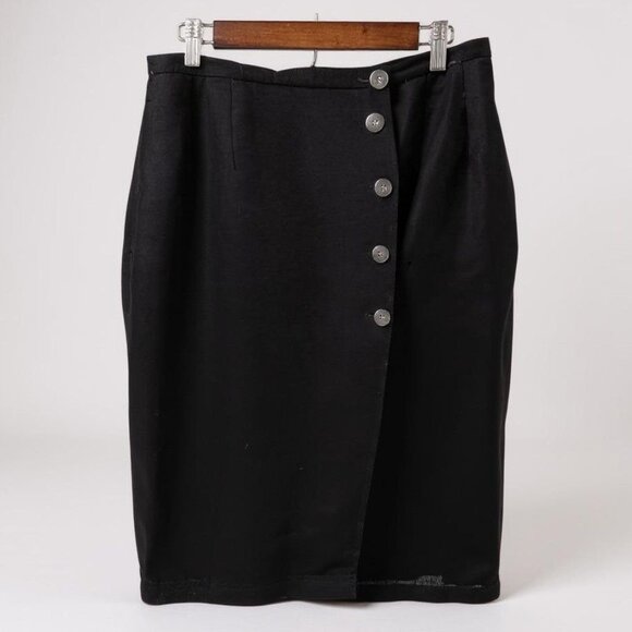 Harvé Benard Womens Black Linen Blazer and Skirt Suit Set Size 14 - Picture 3 of 16